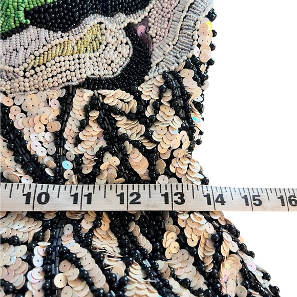 Vintage 1980s Black Bubble Hem Ruffled Boned Strapless Sequin Dress RARE XS - Picture 12 of 16